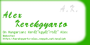 alex kerekgyarto business card
